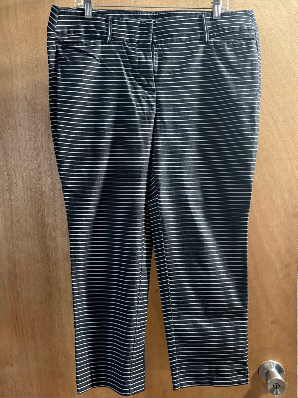 LOFT Black with White Stripe Cropped Pants